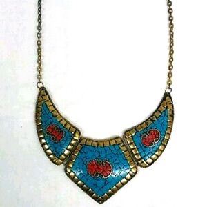 TANJORE India Signed Collar Bib Statement Necklace